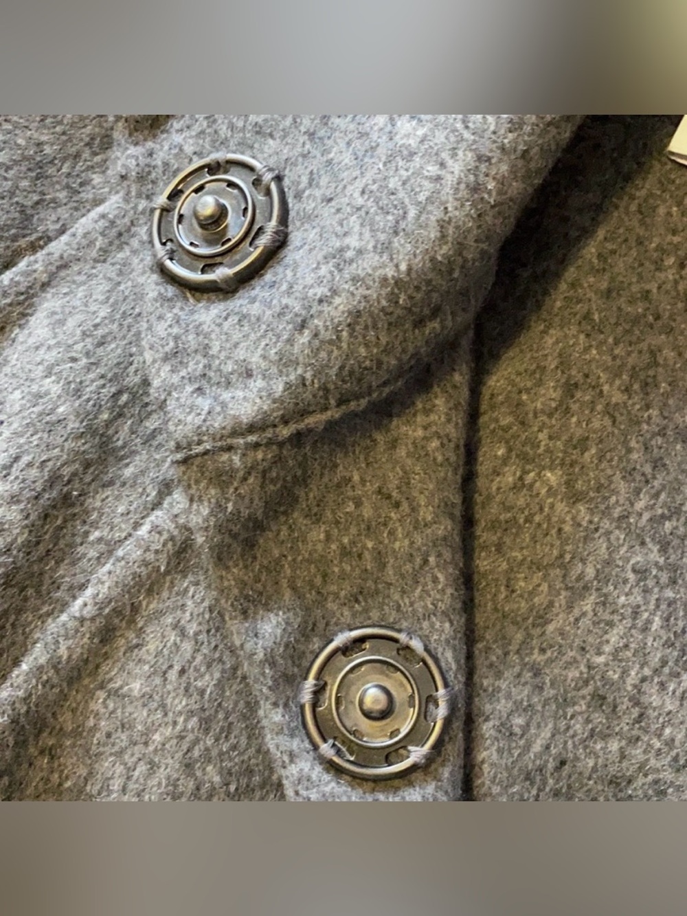 Liz Claiborne Gray Angora Wool Blend Belted Pea Coat Size Medium Soft - Picture 5 of 8